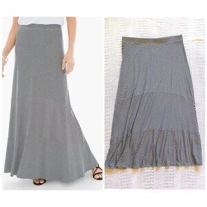 Chicos Stripe Black and White Maxi Skirt Size 2/L Elastic waist minimalist chic